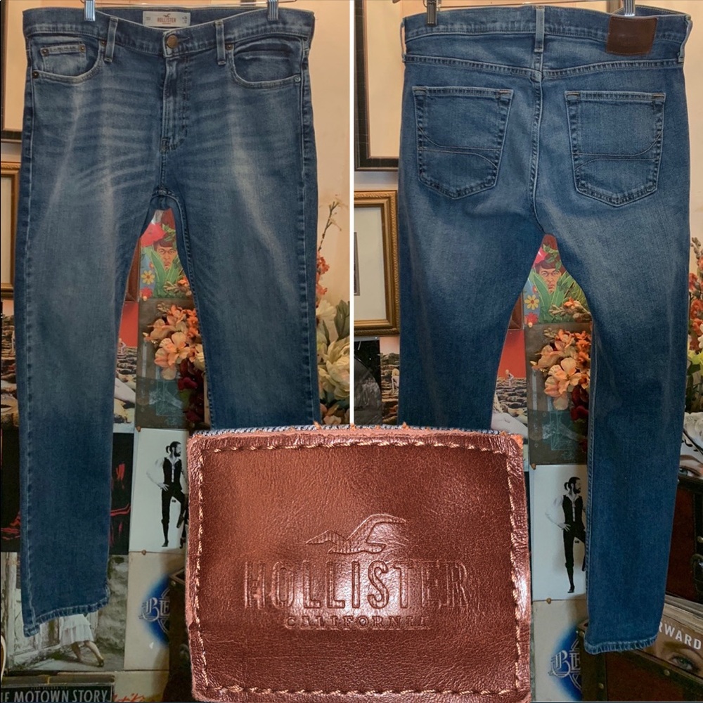 Mens 34 HOLLISTER epic flex slim straight denim jeans